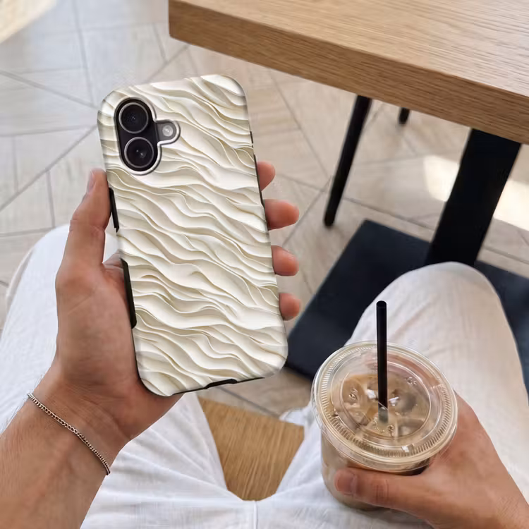 Telefoonhoesje Toughcase - Golven - Wit - Minimalistisch — 4