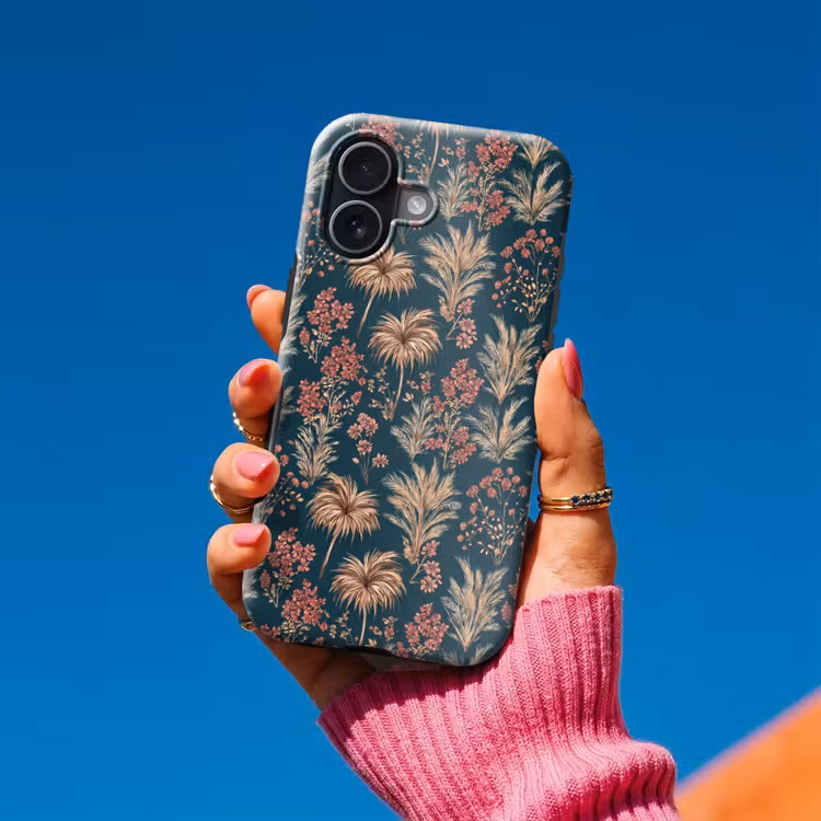Telefoonhoesje Toughcase - Botanisch - Patroon - Blauw — 2