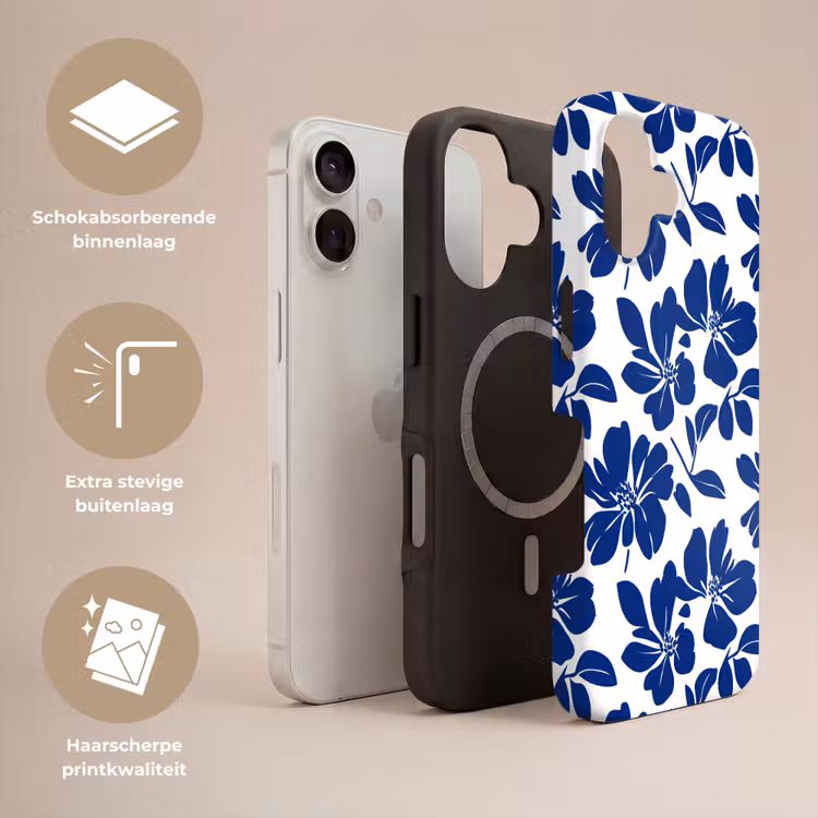 Telefoonhoesje Toughcase - Floraal - Modern - Blauw — 3
