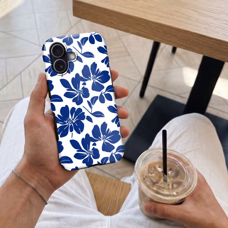 Telefoonhoesje Toughcase - Floraal - Modern - Blauw — 4