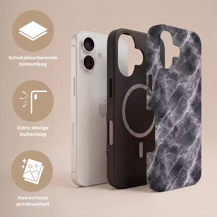 Telefoonhoesje Toughcase - Donkergrijs - Bliksem - Marmer — 3