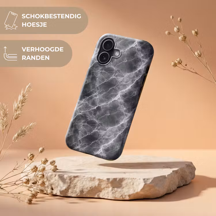Telefoonhoesje Toughcase - Donkergrijs - Bliksem - Marmer — 5
