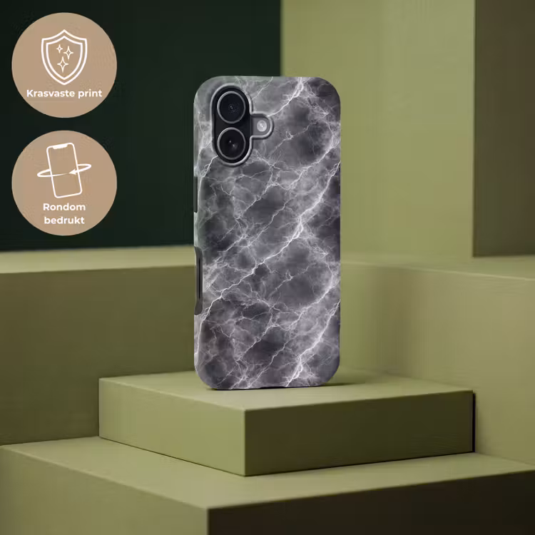 Telefoonhoesje Toughcase - Donkergrijs - Bliksem - Marmer — 7