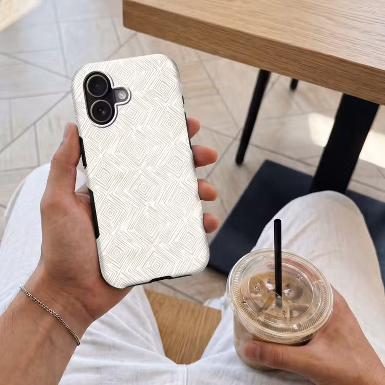 Telefoonhoesje Toughcase - Abstract - Ruiten - Beige — 4