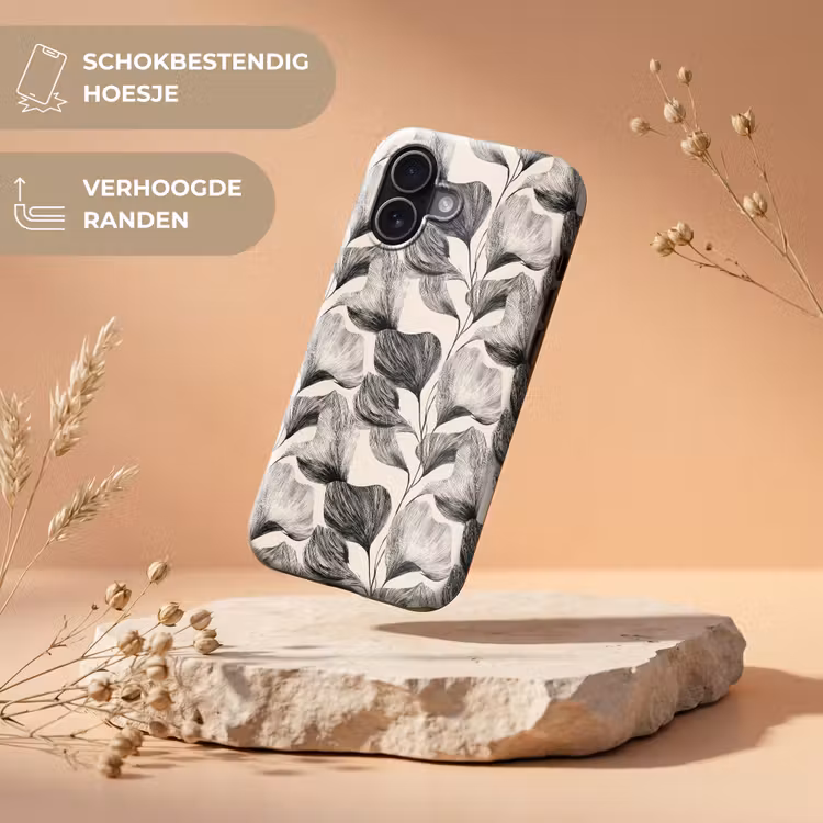 Telefoonhoesje Toughcase - Botanisch - Bladeren - Zwart — 5