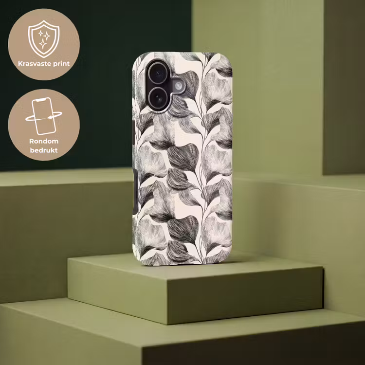 Telefoonhoesje Toughcase - Botanisch - Bladeren - Zwart — 7
