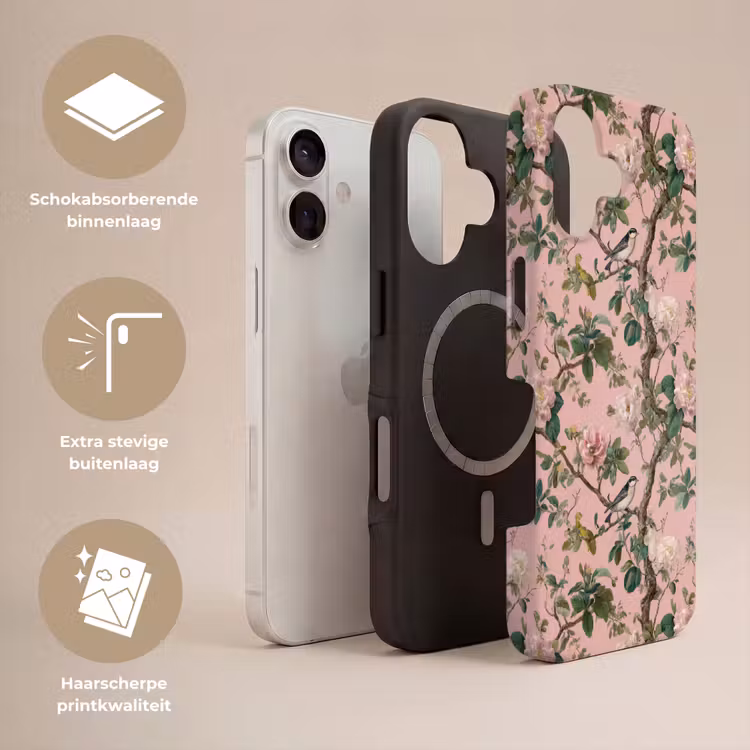 Telefoonhoesje Toughcase - Pioenrozen - Botanisch - Vogel — 3