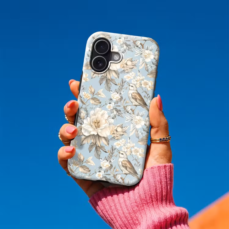 Telefoonhoesje Toughcase - Botanisch - Zangvogel - Blauw — 2