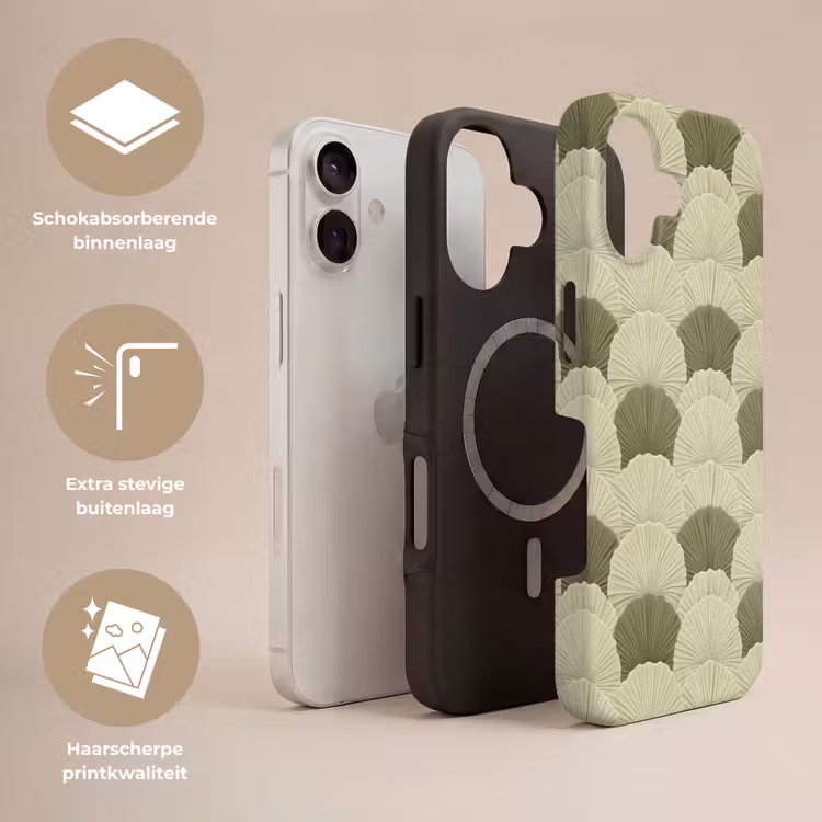Telefoonhoesje Toughcase - Bladeren - Structuur - Groen — 3