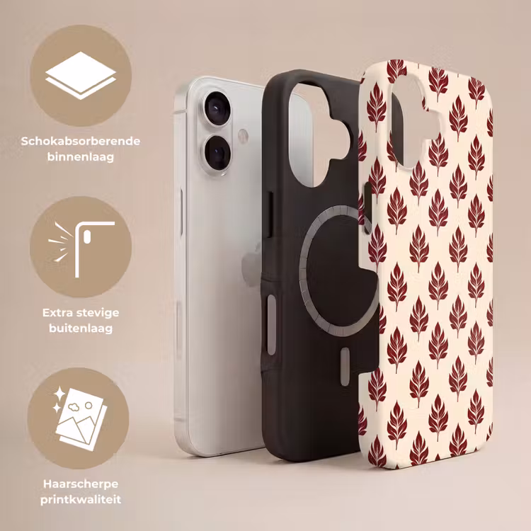 Telefoonhoesje Toughcase - Botanisch - Patroon - Bordeaux — 3