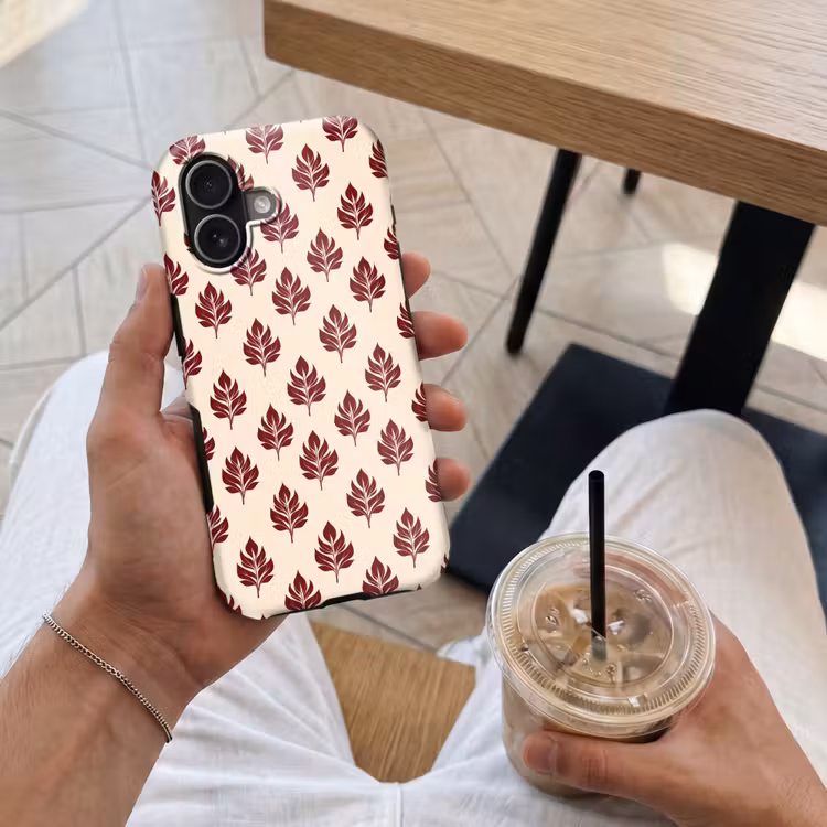 Telefoonhoesje Toughcase - Botanisch - Patroon - Bordeaux — 4