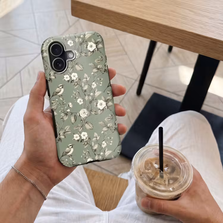 Telefoonhoesje Toughcase - Botanisch - Vogels - Groen — 4
