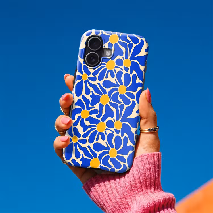 Telefoonhoesje Toughcase - Abstract - Bloem - Blauw — 2