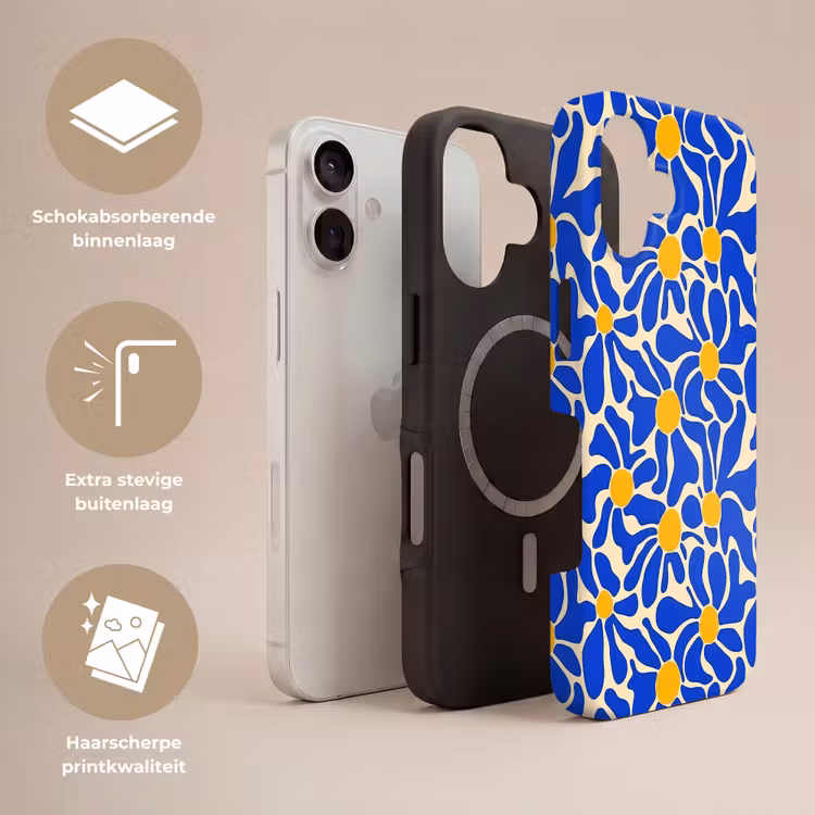 Telefoonhoesje Toughcase - Abstract - Bloem - Blauw — 3