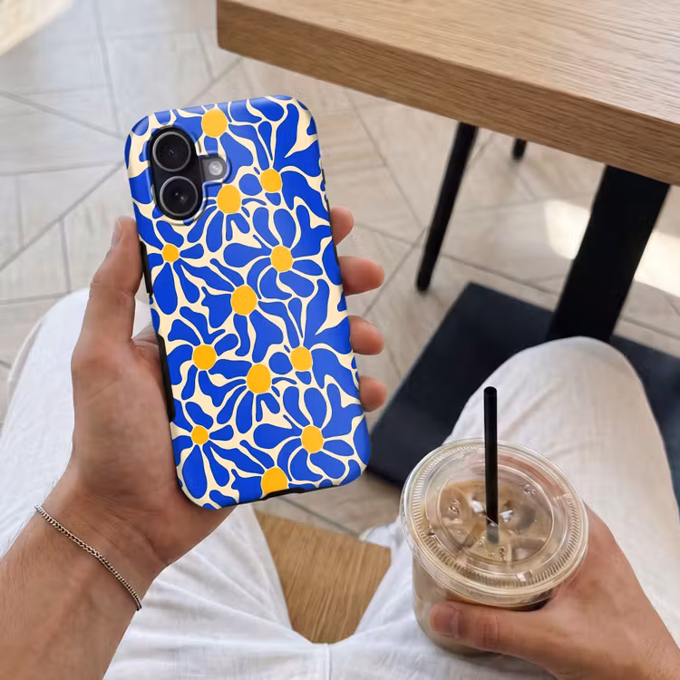 Telefoonhoesje Toughcase - Abstract - Bloem - Blauw — 4