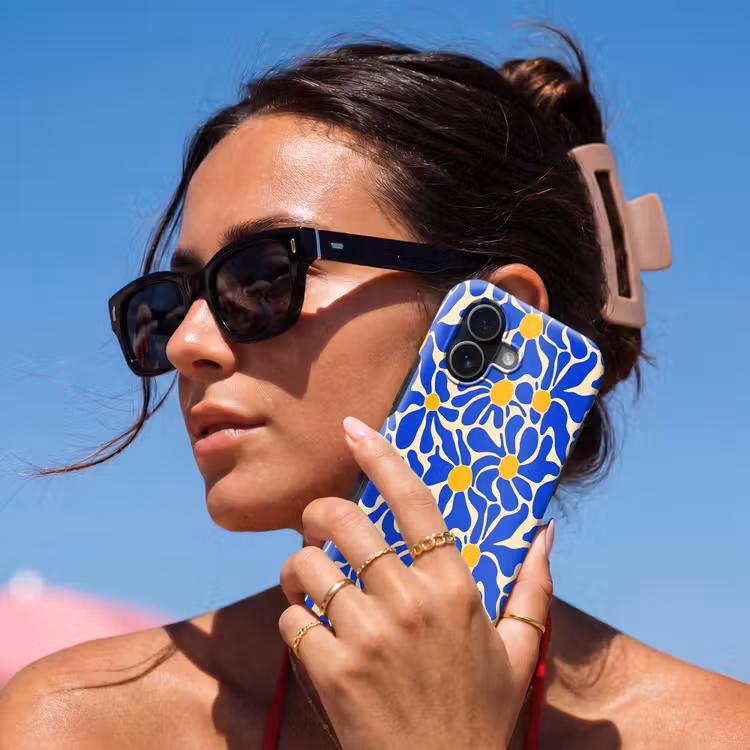 Telefoonhoesje Toughcase - Abstract - Bloem - Blauw — 6
