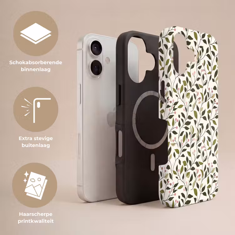Telefoonhoesje Toughcase - Bladeren - Bessen - Roze — 3