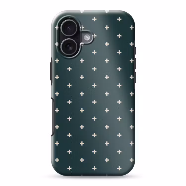 Telefoonhoesje Toughcase - Plusjes patroon - Groen - Wit - Print — 1