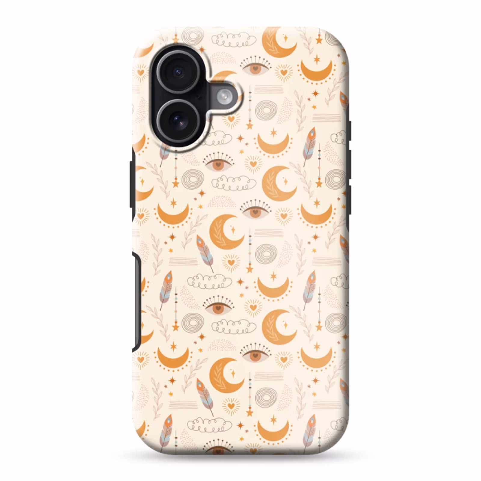 Telefoonhoesje Toughcase - Boho - Print - Ogen - Maan - Veren - Beige — 1