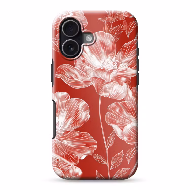 Telefoonhoesje Toughcase - Bloemen - Patroon - Rood - Wit — 1