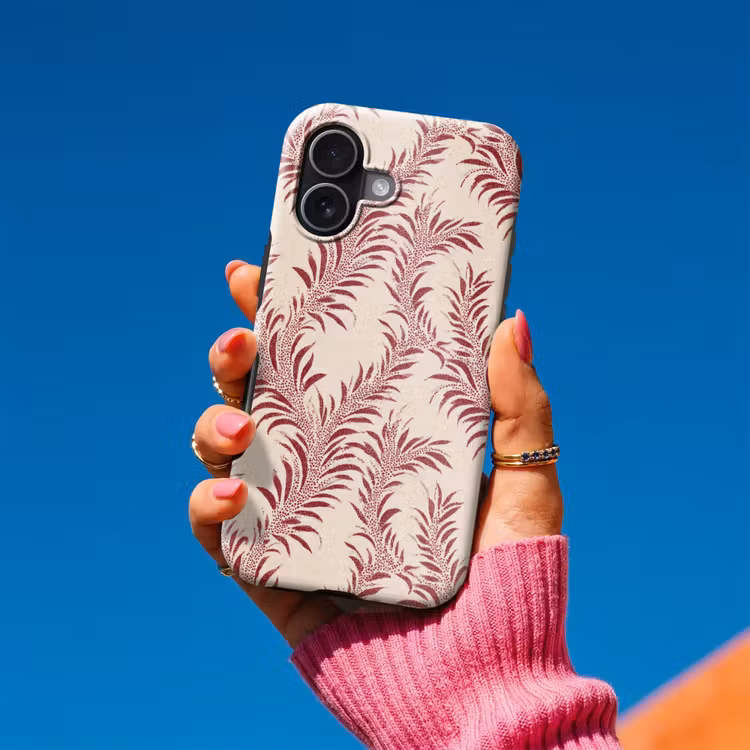 Telefoonhoesje Toughcase - Bladeren - Linnen - Rood — 2