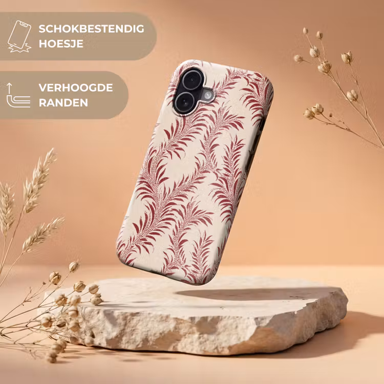 Telefoonhoesje Toughcase - Bladeren - Linnen - Rood — 5