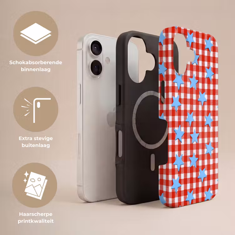 Telefoonhoesje Toughcase - Ruit - Sterren - Rood — 3