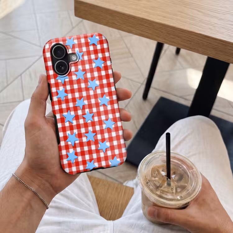 Telefoonhoesje Toughcase - Ruit - Sterren - Rood — 4