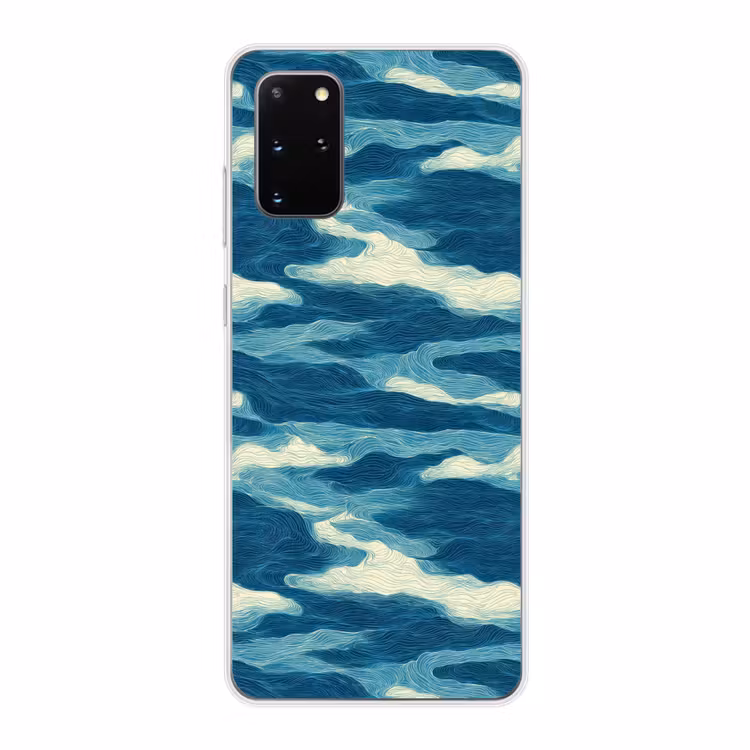 Telefoonhoesje - Golven - Abstract - Patroon - Blauw - Wit — 1