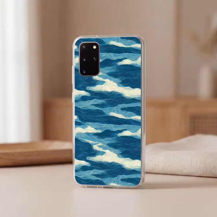 Telefoonhoesje - Golven - Abstract - Patroon - Blauw - Wit — 3