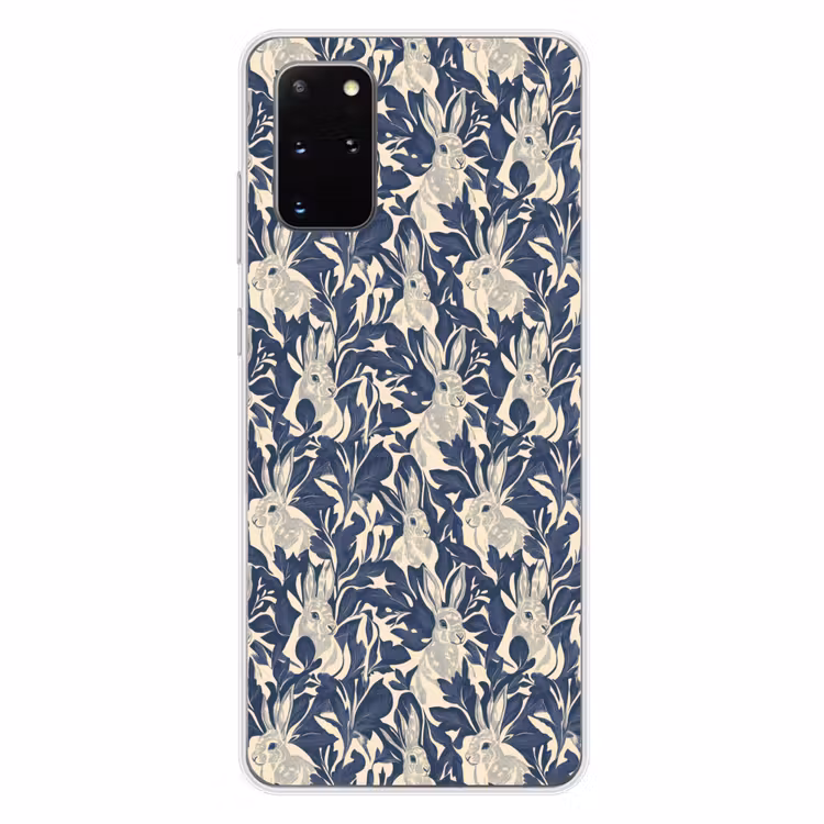 Telefoonhoesje - Hazen - Bladeren - Patroon - Blauw - Beige — 4