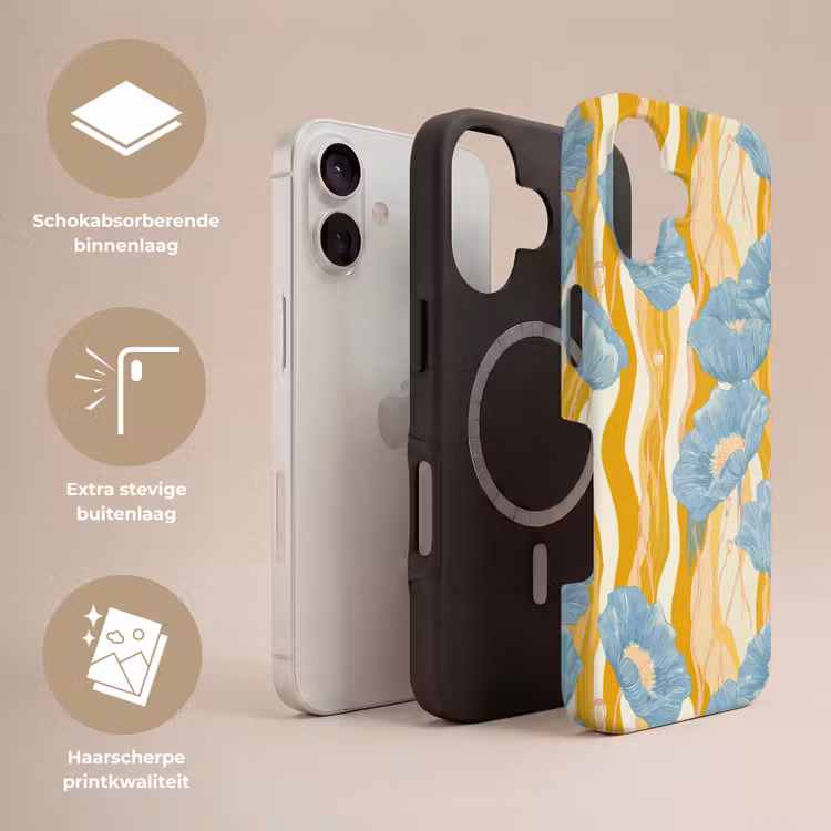 Telefoonhoesje Toughcase - Papavers - Botanisch - Blauw — 3
