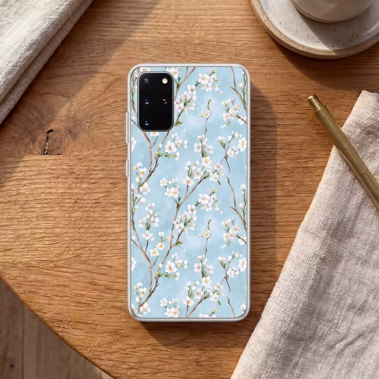 Telefoonhoesje - Kersenbloesem - Textuur - Blauw — 2