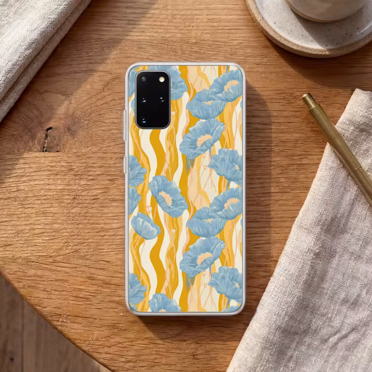 Telefoonhoesje - Papavers - Botanisch - Blauw — 2