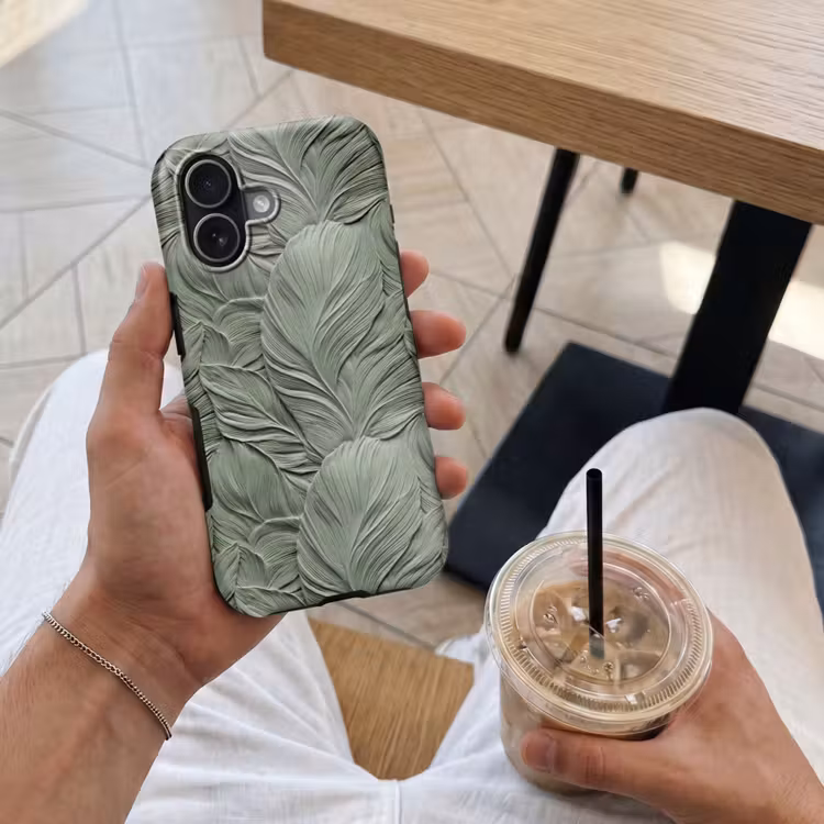 Telefoonhoesje Toughcase - Bladeren - Textuur - Groen — 4
