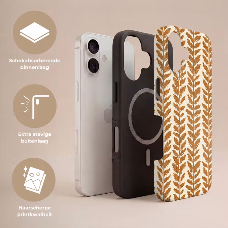 Telefoonhoesje Toughcase - Textuur - Bladeren - Oker — 3