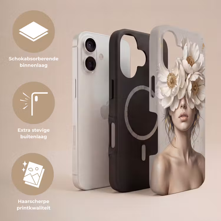Telefoonhoesje Toughcase - Vrouw - Pioenroos - Wit — 3