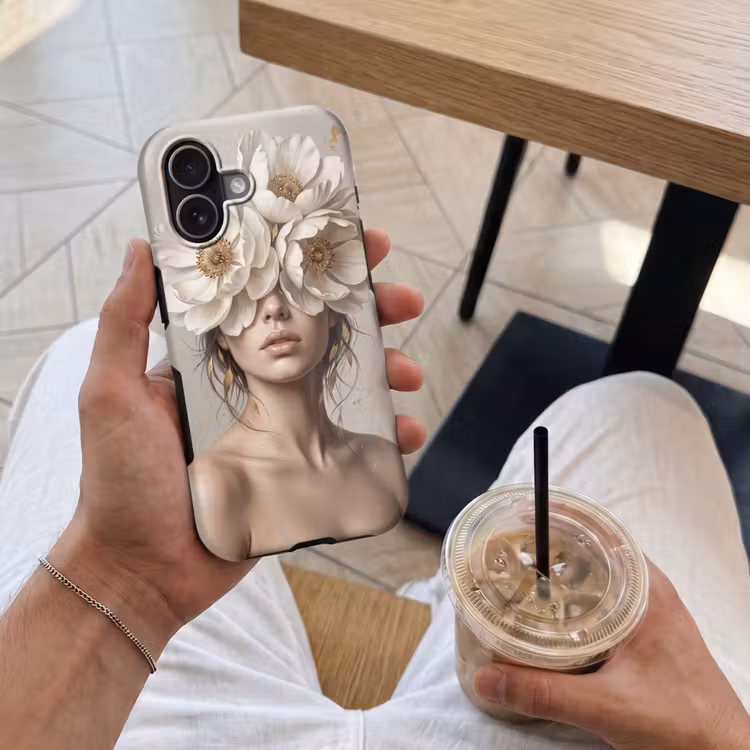 Telefoonhoesje Toughcase - Vrouw - Pioenroos - Wit — 4