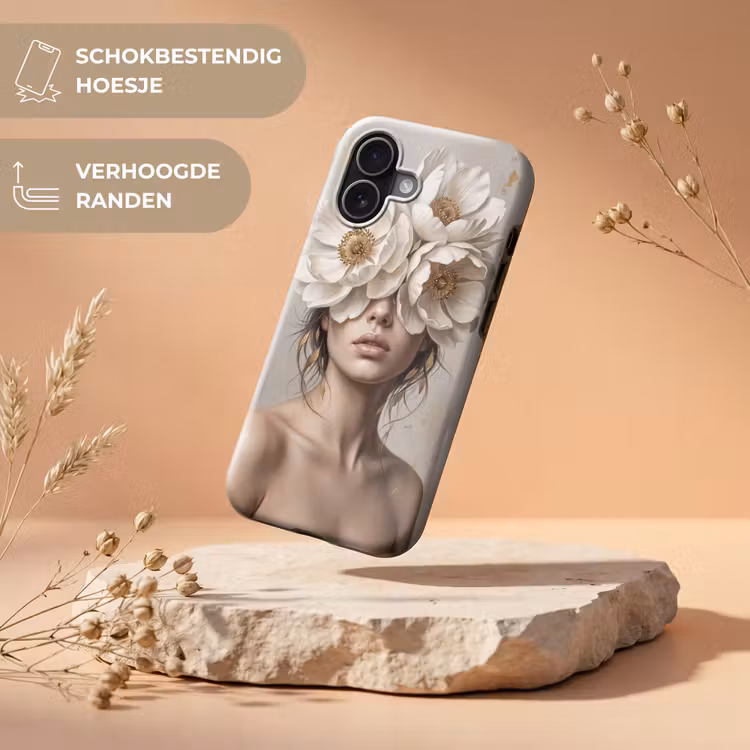 Telefoonhoesje Toughcase - Vrouw - Pioenroos - Wit — 5
