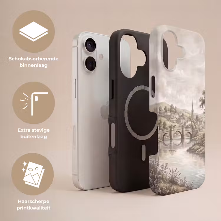 Telefoonhoesje Toughcase - Dorp - Brug - Uitzicht - Groen — 3
