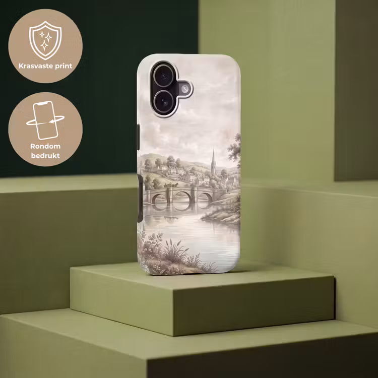 Telefoonhoesje Toughcase - Dorp - Brug - Uitzicht - Groen — 7
