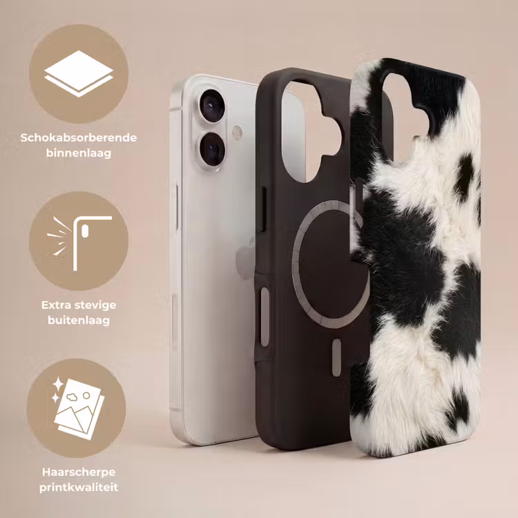 Telefoonhoesje Toughcase - Bont - Textuur - Zwart - Wit — 3