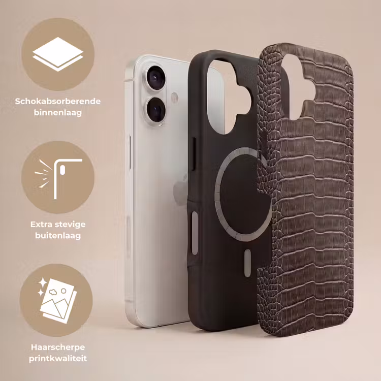Telefoonhoesje Toughcase - Leer - Krokodil - Mat — 3