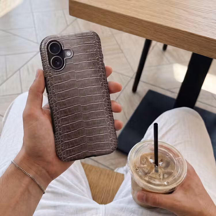 Telefoonhoesje Toughcase - Leer - Krokodil - Mat — 4