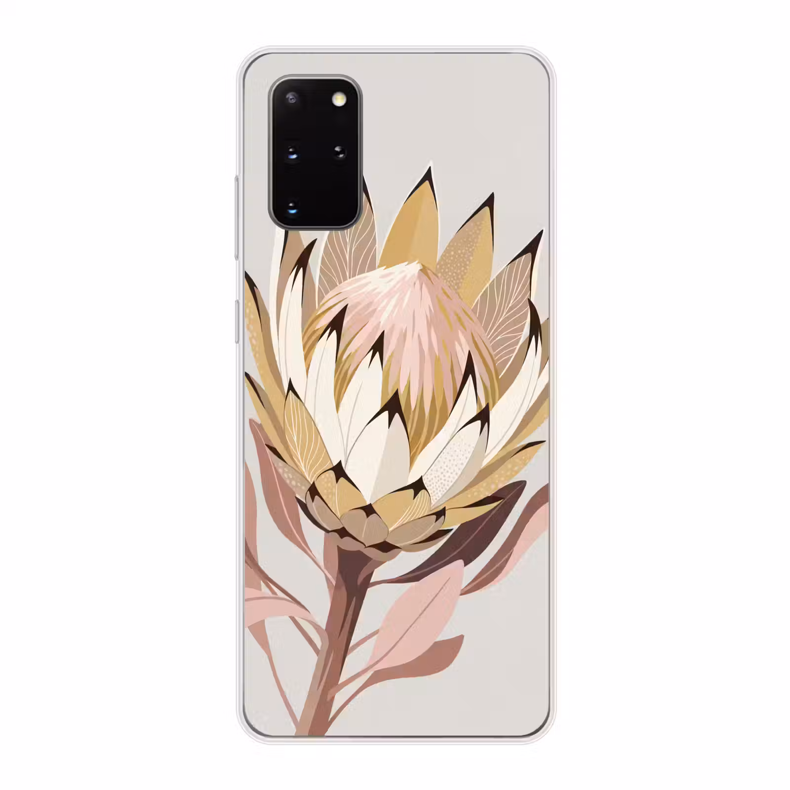 Telefoonhoesje - Protea - Bloem - Botanisch - Beige — 1
