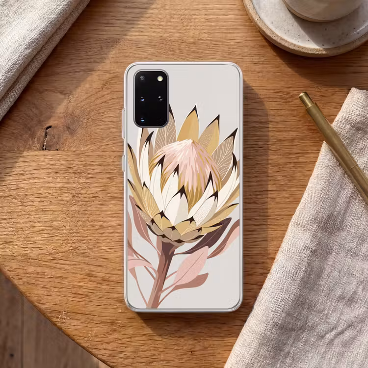 Telefoonhoesje - Protea - Bloem - Botanisch - Beige — 2
