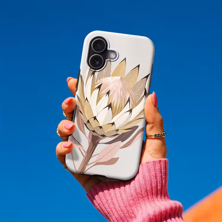 Telefoonhoesje Toughcase - Protea - Bloem - Botanisch - Beige — 2