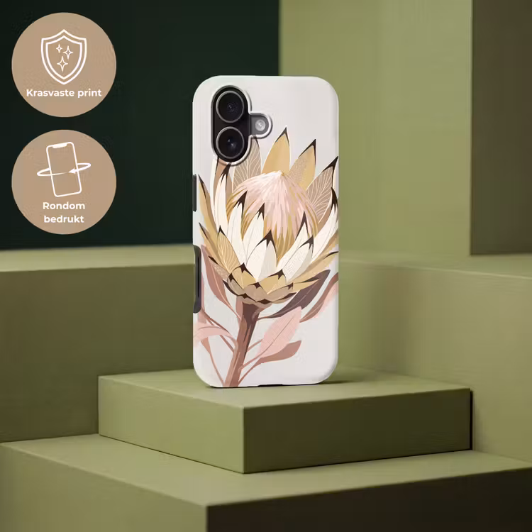 Telefoonhoesje Toughcase - Protea - Bloem - Botanisch - Beige — 7