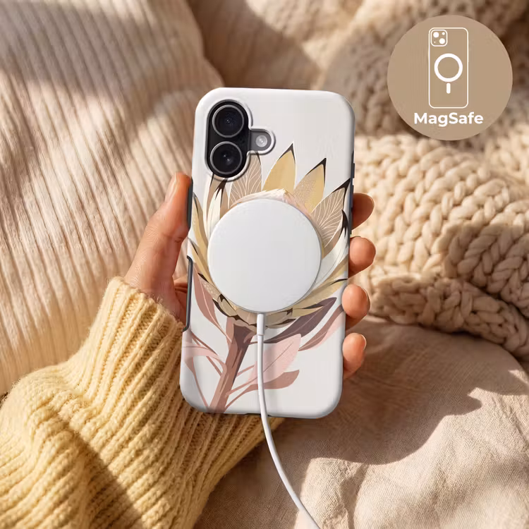 Telefoonhoesje Toughcase - Protea - Bloem - Botanisch - Beige — 8