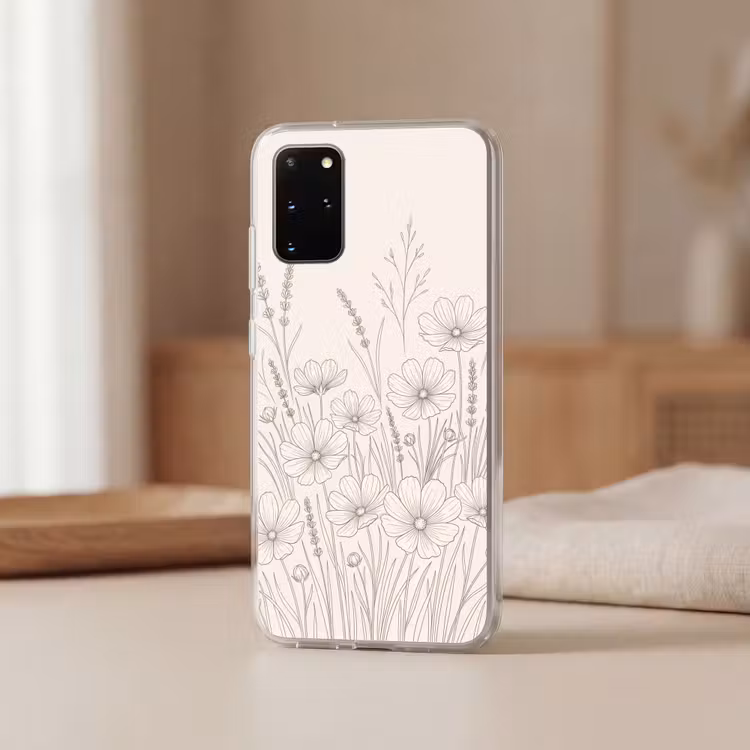 Telefoonhoesje - Minimalistisch - Modern - Bloemen - Beige — 3